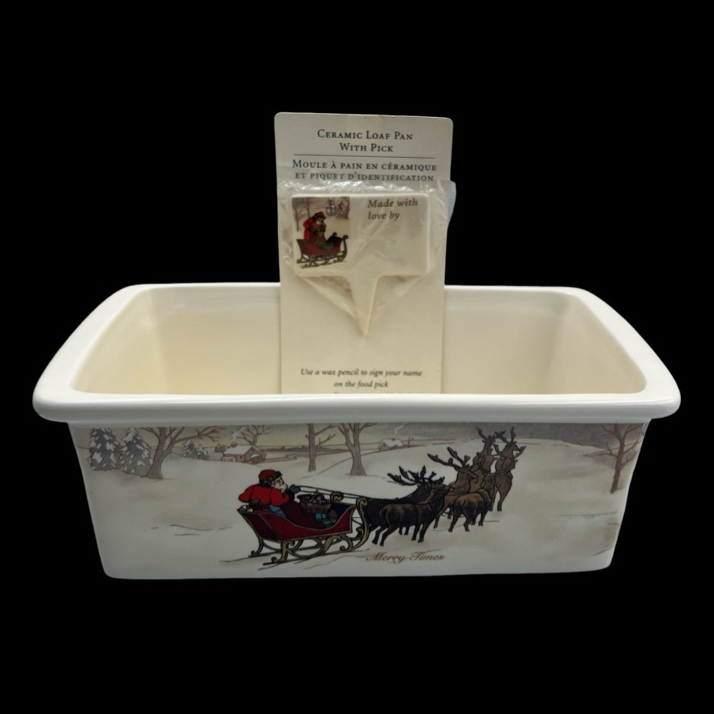 Hallmark What’s in Santa’s Bag Ceramic Loaf Pan with Personalized Gift Pick
